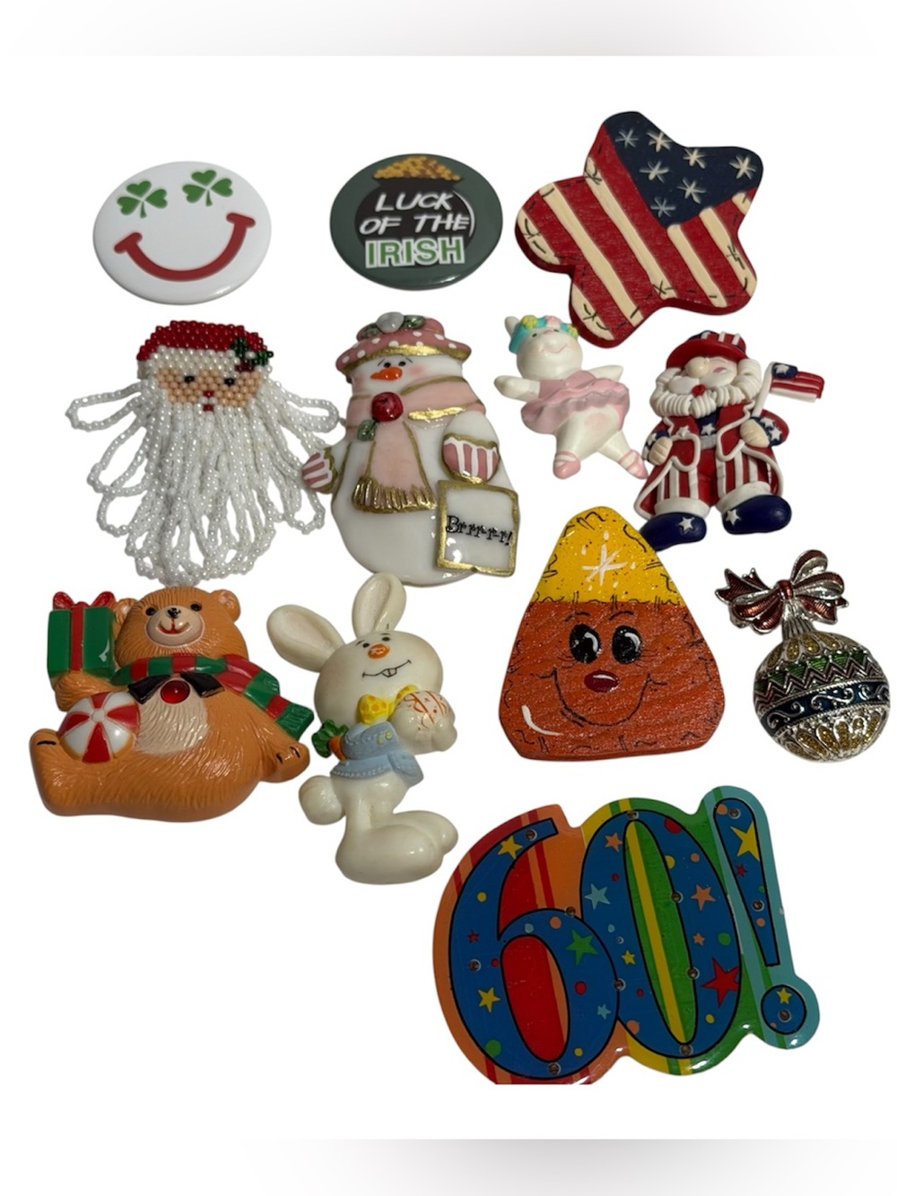 Folk Art Holiday Pins & Brooches Halloween Christmas July 4th 60 Easter St Pats